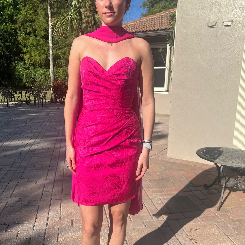 Elegant Pink Strapless Dress 100% silk